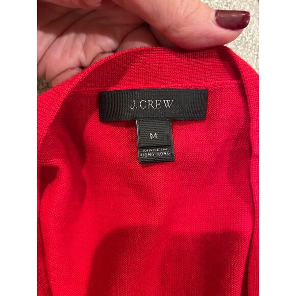 J. Crew Dancing Zebras Red Merino Wool Cardigan Sweater Medium - Picture 7 of 8